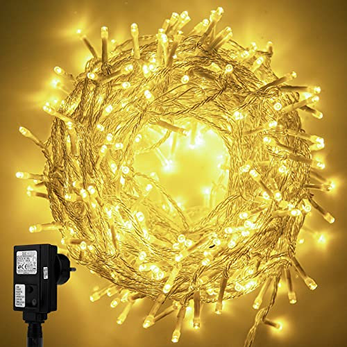 SPORWAY Guirlande Lumineuse Noël Sapin, 20M 200 LEDS Guirlande Lumineuse Intérieur Extérieur, 8 Modes D'éclairage Guirlande LED Blanc Chaud Décorative pour Chambre Mariage Festival Noël Halloween