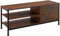 tectake® TV-Regal mit 2 offenen Fächern, Lowboard im Industrie-Design, Fernsehtisch mit Staufach mit Tür, 110 x 40 x 45,5 cm, Holz, schwarzes Metallgestell (Industrial Dunkelbraun)