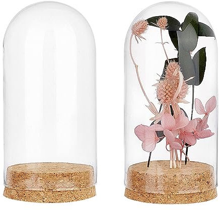PH PandaHall Clear Cloche Glass Dome, Dome Display Case Bell Jar Cloche With Cork Base Decoration Bottles For Flower Storage Home Christmas Party Favor Decoration, 6.4x13.2cm/2.5x5.19inch