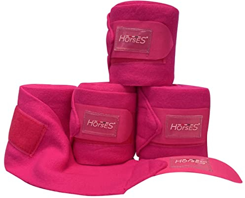 Horses Fasce Pile Antipilling Fucsia, Fasce per la Protezione del Cavallo, per Favorire la Ripresa Dopo Gli Sforzi e Proteggerlo da Graffi e Urti