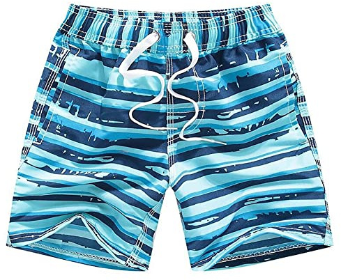 FedMois Short de Bain pour Garçon et Enfant Maillot de Bain avec Slip Intérieur en Filet Séchage Rapide, Ciel Bleu, 13-14 Ans