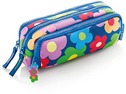 Miquelrius - Estuche Portatodo Triple, Tamaño 210 x 90 x 70 mm, Material Reciclado, Cierre Cremallera, Tiradores Metálicos con Cuerda, Colección de Agatha Ruiz de la Prada, Colección Flower