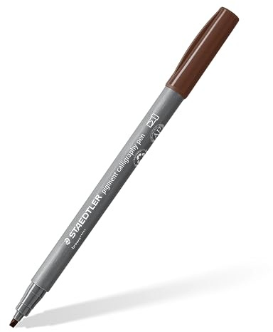 Staedtler Feutres de calligraphie Pigment Arts, marron, pointe de calligraphie 2,00 mm, encre pigmentée de qualité supérieure, imperméable, stylo unique, écriture à la main, 375-76