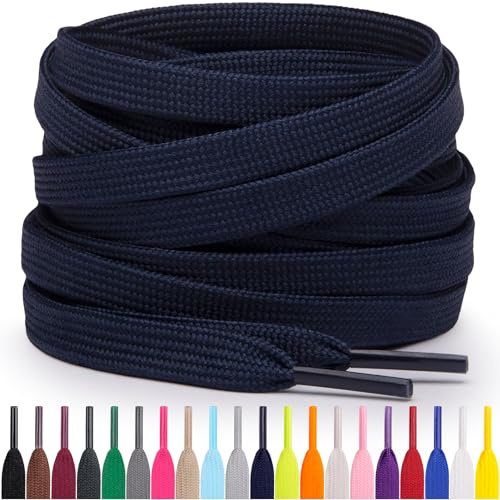 Miscly Lacci Piatti per Scarpe Sportive, Disponibili in Varie Lunghezze e Colori (Blu Navy, 137 cm)
