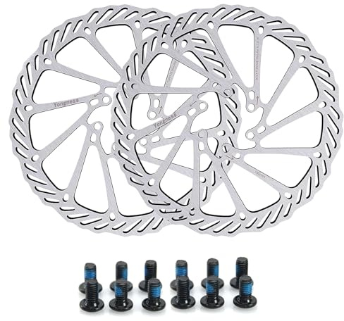 Yongness Lot de 2 disques de frein de vélo avec 12 vis, 140 mm/160 mm/180 mm/203 mm, rotor de disque de frein pour vélo de ville, VTT, vélo de route, pièces de vélo (G3 Argent 160 mm)