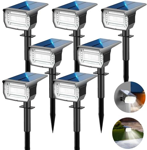 LOTMOS [72 LED/7 Piezas Luces Solares Exterior Jardin Impermeable IP67 Focos, Lampara para Patio,Caminos,Terraza,Suelo,Calzada,Piscina,Césped,Carril,Camping