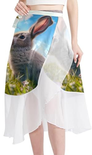 Jupe couvrante, paréo de plage, paréo, enveloppements de bikini transparents, ferme d'œufs de lapin de Pâques, Motif 2629, taille unique