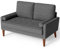 Sofa 2 Sitzer, Modernes 2er Sofa mit 2 Wurfkissen, Kleine Stoffcouch mit Armlehne, Mini Sofa für Wohnzimmer/Wohnung/Büro, Einfache Montage, Dunkelgrau, 121 x 77 x 87CM