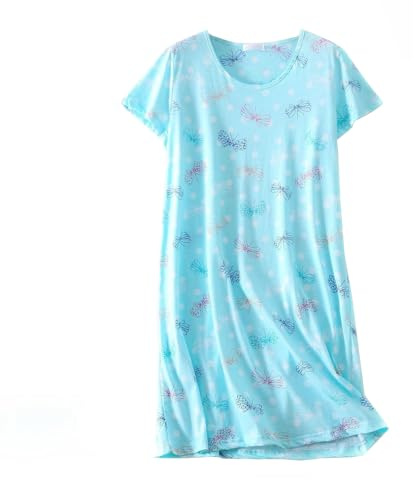 flintronic Women Nighties Short Sleeve, Women's Cotton Nightdress Short Sleeve Above Knee, Nighties for Women for Summer Longwear Sleepwear