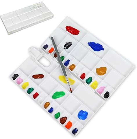 Liquidraw Plastic Paint Palette - 41 Well | Large Folding Mixing & Painting Palette | Thumb Hole for Holding | Suitable for Acrylic, Oil & Watercolour | For Professional Artists, Students & Kids