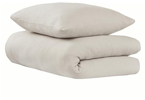 Uncover by Schiesser Bettwäscheset Lennox - Musselin - 2-teilig - 135x200cm - Helltaupe