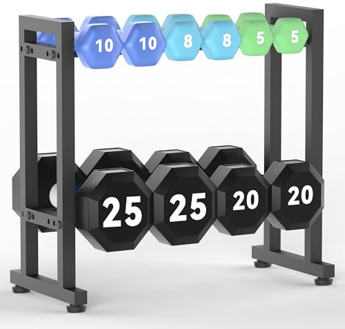 Dumbbell Rack 2-Tier 18 IN Length Adjustable Weight Rack for Home Gym Dumbbells Kettlebell, Small Dumbbell Rack 250 LB Capacity, Dumbbell Rack Stand Only