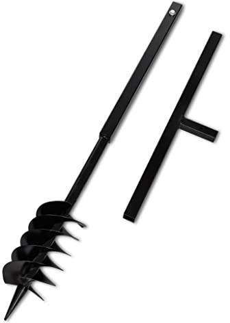 Tarière Manuelle, Perceuse Manuelle Tarière de Jardinage Outil de Plantation avec mèche de tarière spirales 120 mm Acier Noir