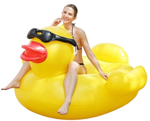 Giant Duck Float - Inflatable Tube for | Floating Swim Ring with Blow Up Lounge Chair, Water Toys for Beach Lake Yard Garden Outdoor Event Carnivals
