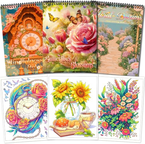 Kalysky 3 Livre Coloriage Adulte,Cahier de Coloriage Adulte Anti Stress