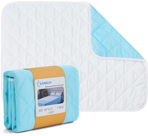 KANECH Washable Underpads 44x52 (1 Pack), Waterproof Heavy Absorbency Reusable Incontinence Bed Pads for Adults, Elderly, Kids & Pets - Bedwetting Mattress Protector