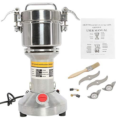 YaeMarine 110V High Speed Electric Grain Mill Grinder Stainless Steel Electric Spice Herb Cereals Coffee Rice Corn Sesame Soybean Flour Powder Machine Commercial Home Clinic Pharmacy (Capacity, 300g)