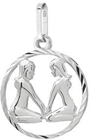 NKlaus Gémeaux Signe astrologique en argent sterling 925 15mm Pendentif Horoscope Zodiaque 9163
