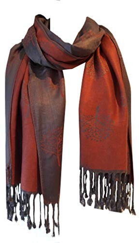 Pamper Yourself Now - Pañuelo de Pashmina Reversible de Dos Tonos, Bonito Envoltorio/Chal con árboles de Morera, Naranja/Gris Talla única