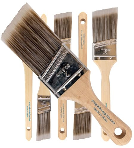 Vermeer Lot de 6 Pinceaux Peinture Biseautés de Tailles Assorties pour Peintures au Latex, à l'huile et Taches – Lot Pinceau Peinture Rénovation Maison – Utilisation Intérieure et Extérieure