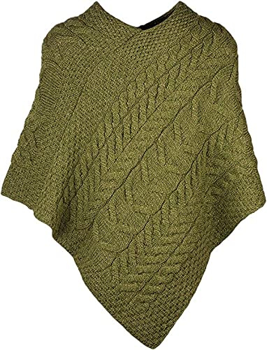 WALKER AND HAWKES - Ladies Supersoft Merino Wool Trentham Poncho - Meadow Green