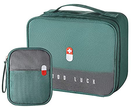 WOGOPRO 2stk Medikamententasche Große Kapazität Medizinische Notfalltasche Leer Wasserdichte Medizin Aufbewahrungstasche Tragbar Medikamententasche Für Home, Office, Reisen(Grün)