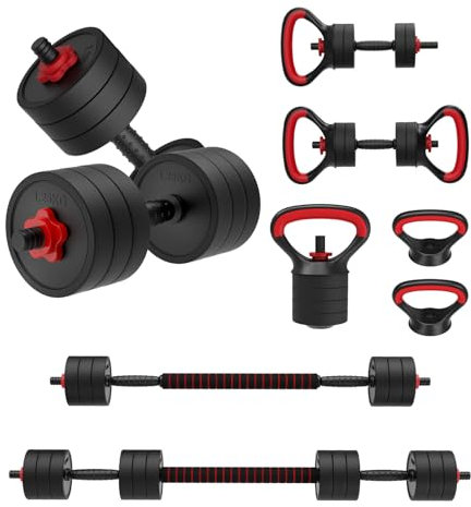 JOROTO Einstellbare Hantel Set, Gewichte Hanteln Set mit Stecker, 4 in1 Workout Gewicht Set für Home Gym verwendet als Langhantel, Kettlebells, Push up Stand, Männer Frauen Übung Fitnessgeräte