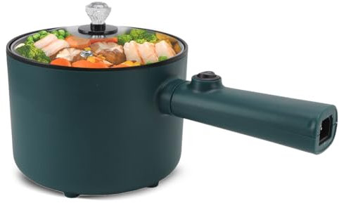 Elektrischer Hot Pot Kochtopf mit Deckel 1,8 l Elektrischer Nudeltopf Multikocher mit Deckel Langer Elektroherd für Reisewohnheim Schnellerhitzer Pfannenwender und Ei