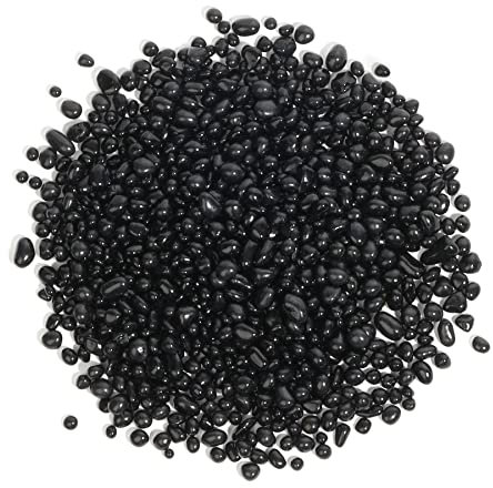 T4U Graviers Noirs Polis de 900g, Pierres Irregulières pour DIY, Roches Polies pour Plantes en Pot, Bonsai, Remplissage de Vases, Décorations d'Aquarium, Graviers pour Aquarium
