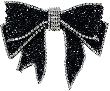 SHTGOI 1 broche de lazo vintage para mujer, pajarita negra, broche de lazo con diamantes de imitación bowknot corbatas, decoración para bodas, bailes, fiestas