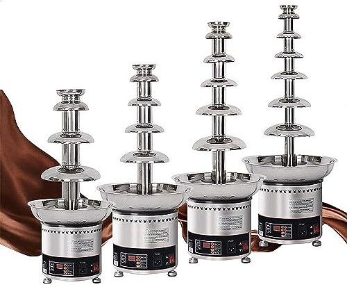 Fontaine à Chocolat à 4 5 6 7 Niveaux Fontaine à Chocolat en Acier Inoxydable Fontaine à Chocolat Silver Look Fondue à Chocolat 150 Watt Cascade à Chocolat,7Tier