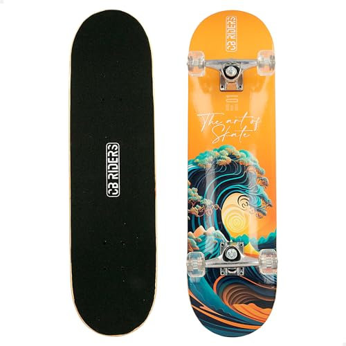 COLORBABY CB Riders 47200 Skateboard, 79 x 20 cm, Max. 100 kg, fabriqué en Bois, axe Aluminium, antidérapant, Skateboard Enfant, Planche avec 4 Roues PU, Cadeau 6 Ans