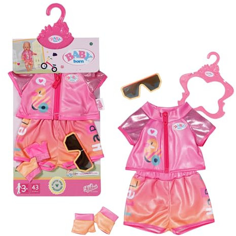 BABY born Fahrrad-Kleidung mit Brille und Handschuhen für 43 cm Puppen, 835876 Zapf Creation