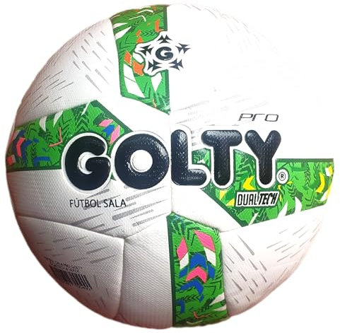 GOLTY Dual Tech Futsal Sala Ball, Größe 4, niedrige Sprungkraft, Kolumbien (Weiß/Grün)