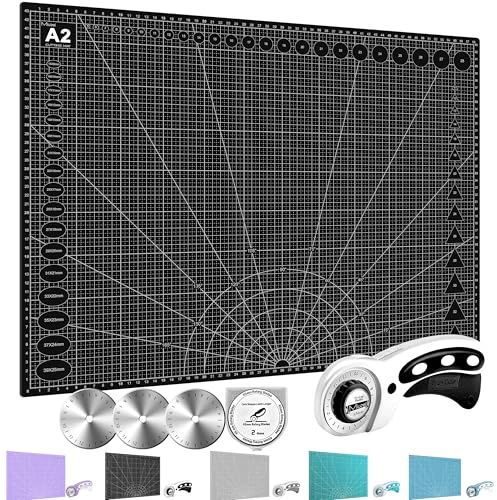 Miuzei Rotary Cutter Set A2 Self-Healing Cutting Mat 45mm Fabric Cutter