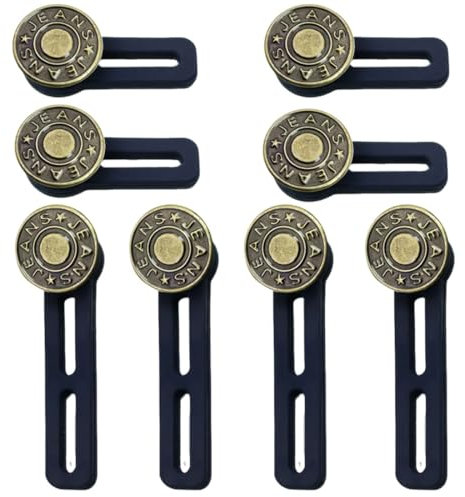 XENQITO 8 Stück Hosenbunderweiterung Knopf, Taille Extender Elastischen Knopf, Knopfverlängerung für Hosen, Verstellbarer Hosenknopf Verlängerung für Herren- und Damenhosen, Kleider, Hemden
