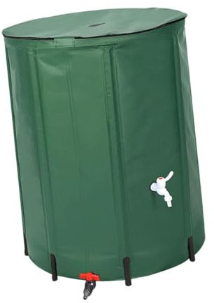 perfk Barile Pieghevole Verde per Raccolta Pioggia, Comodo Riempimento E Versamento del Prato da Giardino con Serbatoio di Stoccaggio dell'Acqua con