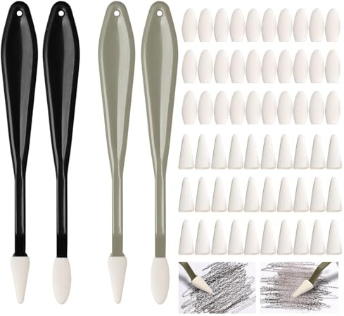 64-Piece Set Pastel Blending Tools,Sponge Blending Stumps for Drawing,Sketch Drawing Stumps Pencils Tools,Washable Blending Sticks for Art,Art Blending Tools Supplies,for Students,Artists,Painting