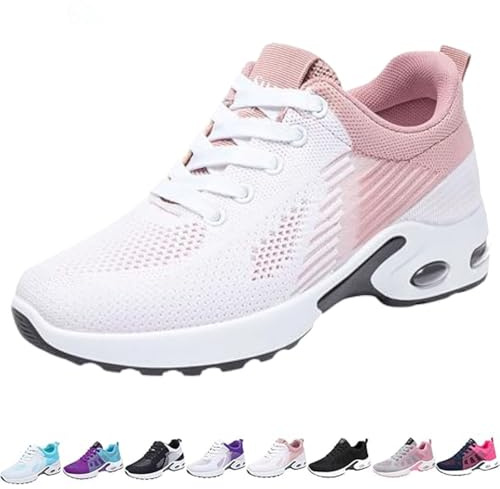Baskets orthopédiques pour Femmes, Chaussures de Marche avec Soutien de la voûte Plantaire, Chaussures décontractées en Maille Respirante avec Coussin d'air (Pinks,39)