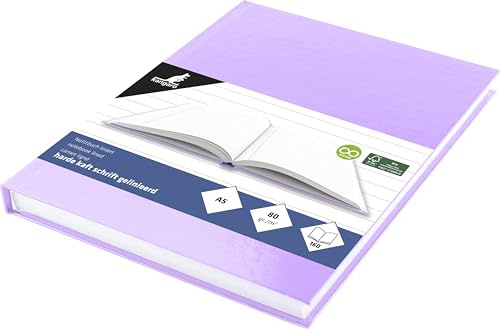 Kangaro Skolhäfte A5 line hårt skydd pastellviolett, 80 ark, 80 gram
