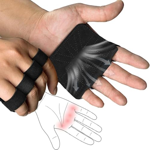 JOOTUEPO Lot de 2 Coussinets de Préhension de Fitness, Antidérapant Gants Musculation en Cuir de Vache Accessoires D'entraînement pour Les Sports de Force/Tractions/Entraînement/GY