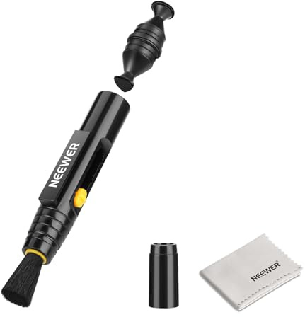 NEEWER 2 i 1 kamera objektiv rengöring tillbehör kit för elektronik, mobiltelefon, surfplatta, bärbar dator, 1 x dubbelhuvud objektiv penna borste + 1 x rengöringsduk, HM-51