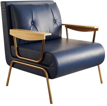 Sofá Cama Individual Convertible Estructura Metálica Sillón Cama Plegable con 6 Ángulos & Patas Elevadas para Limpieza Sillón Multifuncional para Oficina Salón(Blue 01,31.49in/80cm)