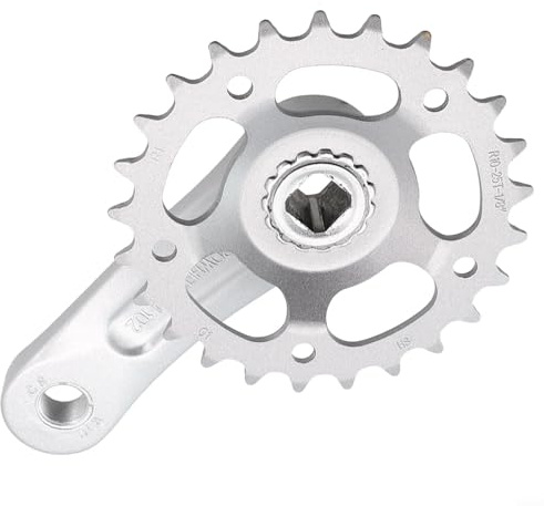 Honseadek Guarnitura per bicicletta a velocità singola in lega di alluminio per biciclette per bambini, 25T/28T Square Taper Set di manovelle per movimento centrale, 102 mm/114 mm (25T 102 mm opaco)