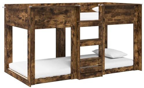 vidaXL Lit Superposé pour Enfants Chêne fumé 90 x 190 cm, Lit pour Enfants Tendance, Cadre superposé rectangulaire, Solution Moderne, Meuble Gain de Place, Double