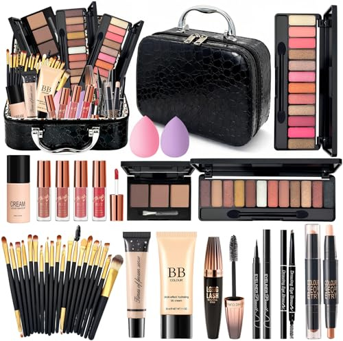 Set Trucchi Donna con Trousse Trucchi, Kit Trucco Make Up Completo Professionale, Cofanetto Regalo Ragazza Trucchi con BB Cream Paletta Ombretti Fondotinta Matite Ssopracciglia Matita Occhi Mascara