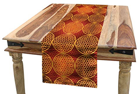 ABAKUHAUS viktorianisch Tischläufer, Blume Mittelalterliche Töne, Esszimmer Küche Rechteckiger Dekorativer Tischläufer, 40 x 300 cm, Rot Orange