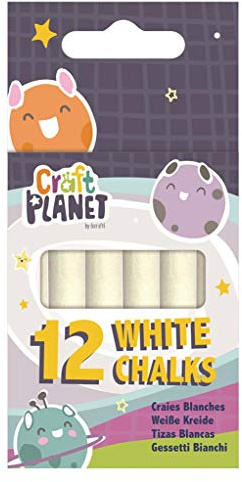 Craft Planet Standard Chalk, White, Pack Of 12, Art & Craft Fun For Kids, Drawing, Pavement, Playground, School, Home, Garden, Games, Paper
