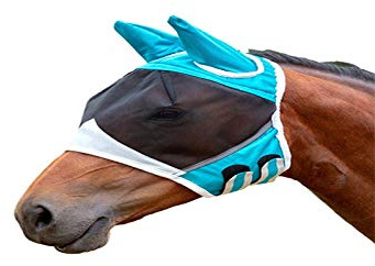 tooloflife Masque anti-mouches respirant pour cheval - Anti-moustiques - Translucide - Avec franges pour oreilles