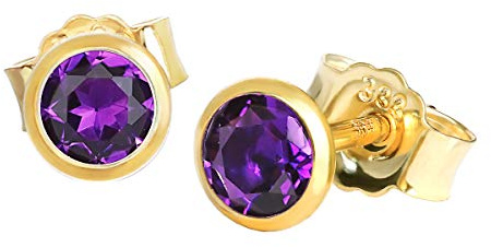 NKlaus Paar Ohrstecker echt Amethyst Gelbgold 333 8 Karat Gold 4,0mm kleine Ohrringe 7998